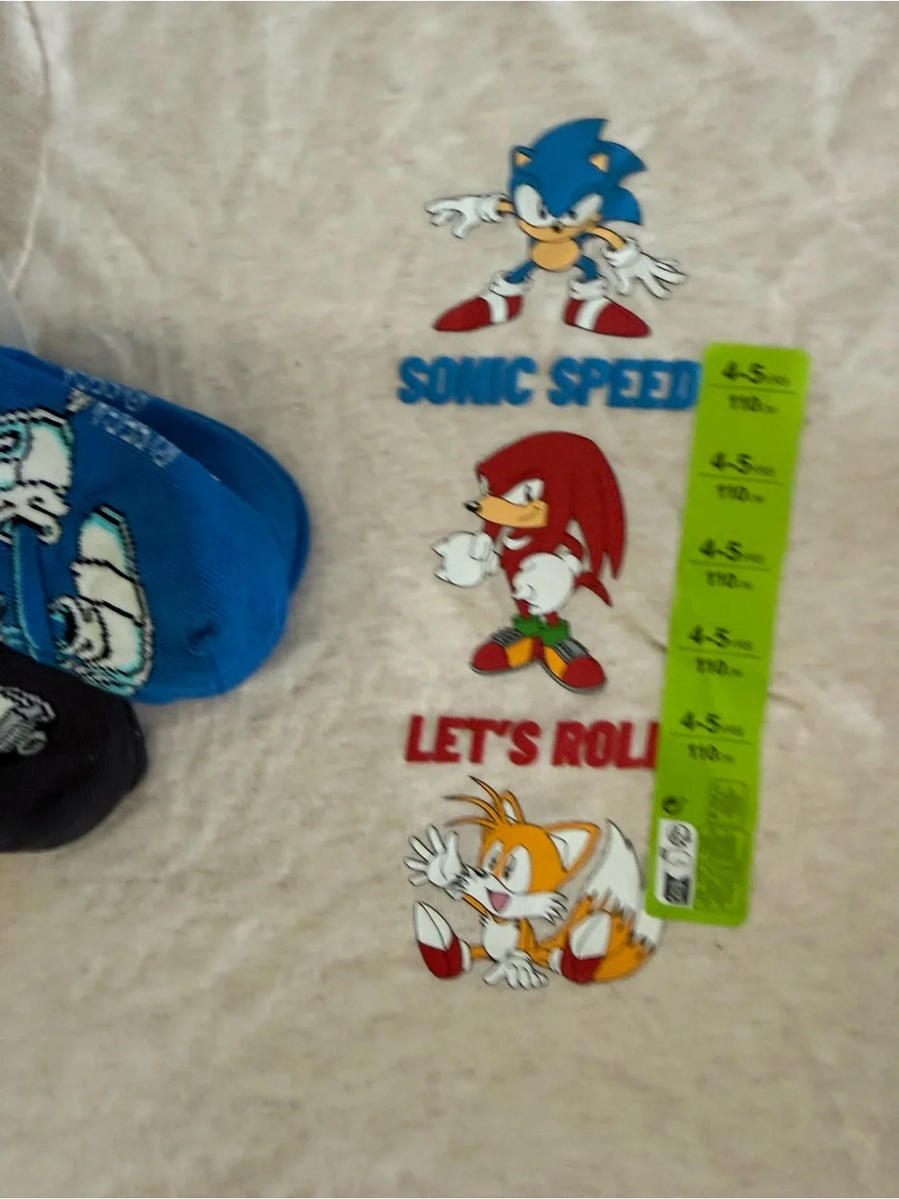 New boys Sz 7.5 Sonic the Hedgehog shoes, shirt, socks